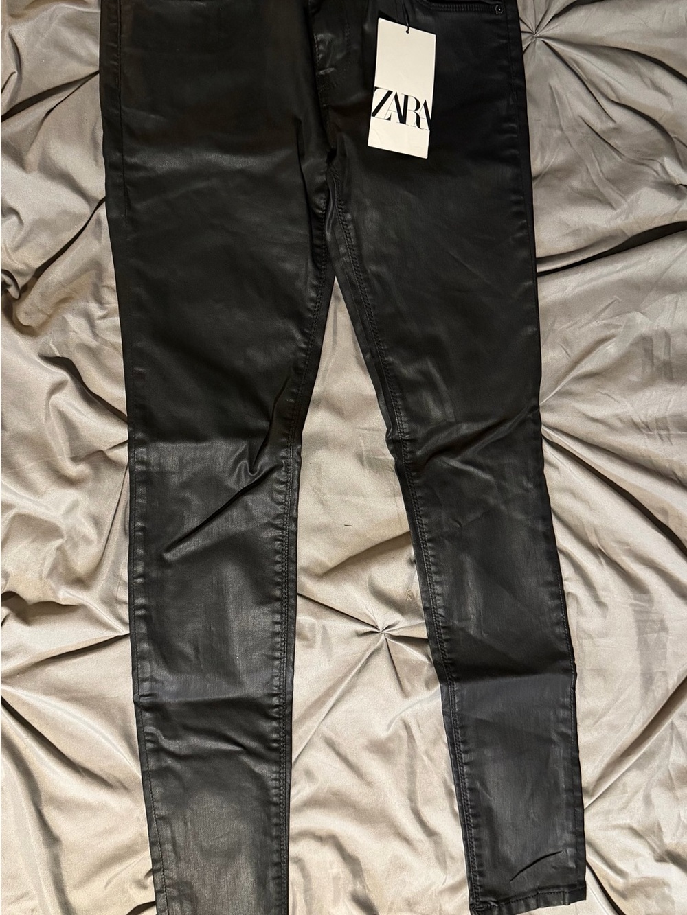 ZARA Black Skinny Coated Jeans